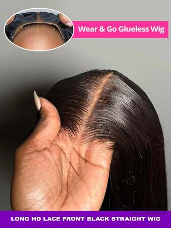 Put On And Go Glueless Wigs Pre-Cut 5*5 HD Lace Closure Wig Ready To Go 200% Density Long Straight Wig - 13x4 13x6 Lace Front Wig Pre Bleached Knots & Natural Hairline - No Glue Needed For Instant Wear - Bob Wigs 8-14 Inch Natural Black 34 Inch Real Hair Lace Closure Wigs For Daily Wear
