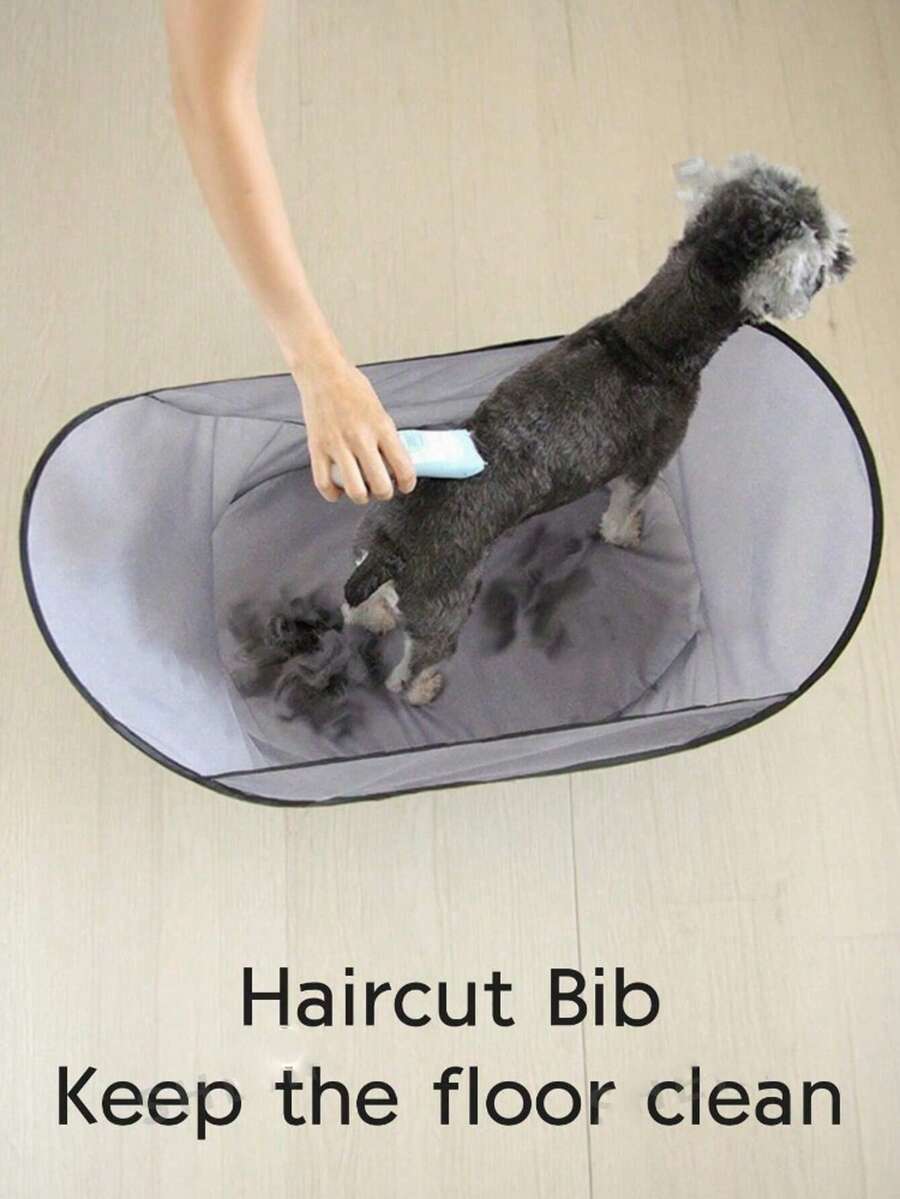 1pc Pet Grooming Apron, Dog & Cat Grooming Tool, Easy To Clean Hair, Suitable For Home And Pet Salon Use - Grey - View 1