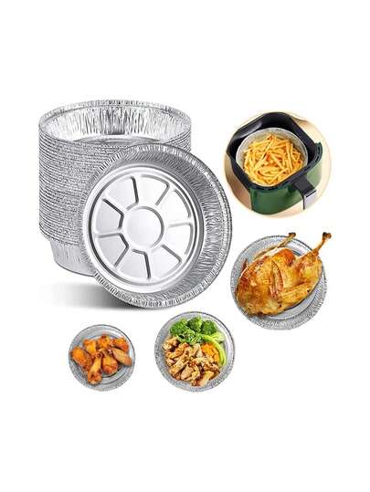 10/20/30件空气炸锅专用纸锡纸碗家用铝箔托盘耐高温垫纸烘焙工具，蛋糕糕点面包房蒸篮垫快速均匀加热。