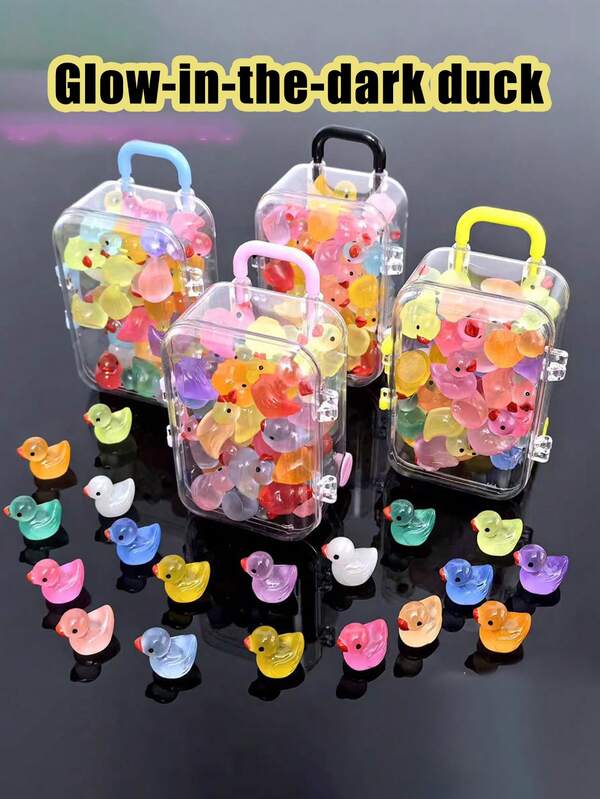 50pcs-Mini Duck Decoration With Storage Box, Doll House Resin Small Duck Crafts Miniature Duck Garden Doll House Miniature Landscape Decoration, Children's Art Goods Back To School, School Supplies For Girls/Boys, Backpacks, School Supplies,Christmas, Thanksgiving Party Favors