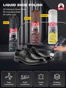 BIKI Black Shoe Polish, Brown Shoe Polish, Transparent Leather Care Liquid, Shoe Polish Ointment, Shoe Wax, Shoe Cleaning And Stain Removal, Leather Shoe Maintenance Oil, Genuine Leather Care, Suitable For Various Leather Goods Such As Leather Shoes, Leather Bags, Leather Clothes, Leather, Leather Sofas, Etc,Shoe,Spring Summer Picks,Brides Maid Gifts,Room,Bedroom Deccor,Bedroom Deccor,Beach,Travel,For Men,For Women,Vacation - Multicolor - View 2
