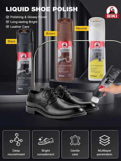 BIKI Black Shoe Polish, Brown Shoe Polish, Transparent Leather Care Liquid, Shoe Polish Ointment, Shoe Wax, Shoe Cleaning And Stain Removal, Leather Shoe Maintenance Oil, Genuine Leather Care, Suitable For Various Leather Goods Such As Leather Shoes, Leather Bags, Leather Clothes, Leather, Leather Sofas, Etc,Shoe,Spring Summer Picks,Brides Maid Gifts,Room,Bedroom Decor,Beach,Travel,For Men,For Women,Vacation,Wedding,Y2k,Party