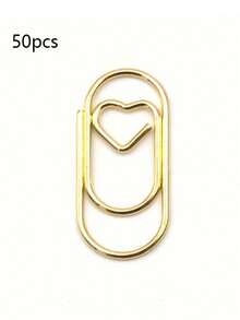 100pcs/50pcs/20pcs Mini Heart-Shaped Golden Paper Clips, Creative Metal Office Supplies Suitable For Study, Office, Home