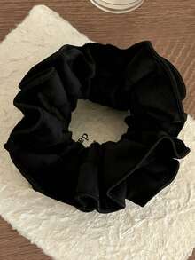 1pc/3pcs Autumn And Winter Velvet Fungus Edge Flower Bud Hair Tie, Lazy Style Low Ponytail Temperament Tied Hair Rope, Durable High Ponytail, Fashionable Hair Accessory For Women's Back Of The Head, Versatile Style, Suitable For Dark Color Matching In Autumn And Winter, Parties, Home, Holiday Gifts, Graduation Gifts, Suitable For Wearing In Multiple Scenarios ,Ponytail Holders ,Hair Elastics ,Hair Rubber Bands ,Scrunchies