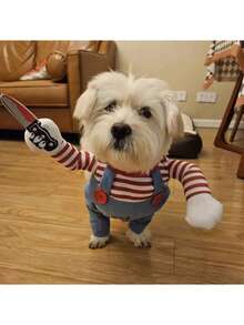 1pc Pet Funny Trick Costume, Dog Chef Outfit, Holiday Essential Pet Halloween Costumes, Fun Dog Gifts, Suitable For Cats, Small And Medium Dogs - Multicolor - View 7