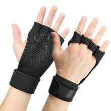 1pair Unisex Fingerless Weightlifting Gloves With Hook & Loop Fastening For Gym Fitness Training