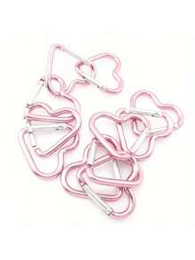 5pcs Heart-Shaped Spring Hook, Aluminum Alloy Carabiners For Men And Women, Use For Outdoor Climbing, Backpack And Daily Wear Car Accessories Cute Goth Y2k - Pink - View 4
