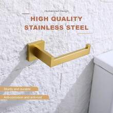 Tastos Toilettenpapierhalter, gebürstetes Gold, Toilettenpapierrollenhalter, Spender und Aufhänger, Wandmontage, für Bad und Küche, Edelstahl, moderner quadratischer Stil, 2er-Set - Mehrfarbig - Übersicht 6