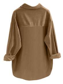 معطف كارديجان سميك بأكمام طويلة من الكوردوروي للمرأة ذات الحجم الكبير