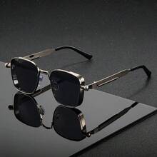 1 Pair Of Unisex Square Metal Korean Style Fashion Glasses, Suitable For Music Festivals And Street Photography Accessories - 黑色的 - 查看 9