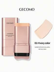 1pc Moisturizing Waterproof Long-Lasting Non-Smudge Natural Dewy Finish Twist-Up Foundation Stick With Brush Applicator, Creates Flawless Complexion