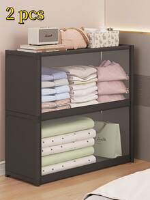 1pc Covered Dust-Proof Storage Cabinet, Wardrobe, Bookshelf, Organizer, Improve Space, Sturdy & Fashionable, Easy To Assemble & Disassemble, Portable, Suitable For Living Room, Bedroom, Entryway, Office, Home, Multi-Layer Storage, Holiday Gift, Christmas Gift, Gift - Multicolor - View 15