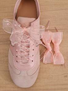 1 Pair - Cute 2.5cm Velvet Polka Dot Shoelaces, Suitable For Women's Casual Shoes, Sneakers, Canvas Shoes, Ballet Flats, Silk Shoes