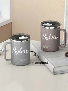 1pc 12oz Custom Stainless Steel Insulated Coffee Mug With Handle, Double Wall Vacuum Travel Mug, Tumbler Cup With Sliding Lid, Double-Layer Thermal Insulated Water Cup, Leak Proof & Anti Scalding Milk Coffee Cup, Large Capacity Drinking Cup Kitchen Drinkware, Suitable For Student And Adult Use In Home, School, Office, Outdoor Camping, Picnic