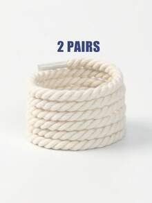 2 Pairs Casual Sneaker Replacement Braided Shoelaces, Fashion Versatile Solid Color Round Twisted Rope Laces, Personalized Stylish Shoe Accessories