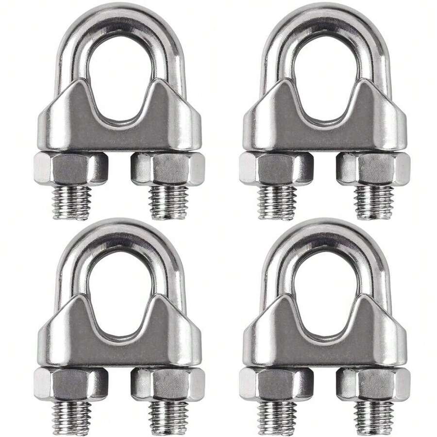 M5 Wire Rope Clamps (Pack Of 4), 304 Stainless Steel, U-Type Fasteners
