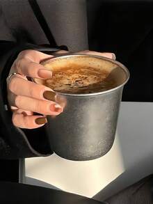 1 bucată de ceașcă de cafea din oțel inoxidabil 304, ceașcă mată groasă cu gură largă, ceașcă pentru băuturi reci, ceașcă pentru suc, ceașcă de băut, portabilă și durabilă, potrivită pentru camping, acasă, birou, foarte potrivită pentru cadouri și sărbători