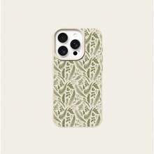 1pc TPU Material Fresh Green Leaf Pattern Phone Case Compatible With Iphone/ Phones - White - View 5