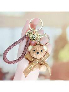 1pc Bow Tie Teddy Bear Keychain Pendant, Delicate & Cute Cartoon Car Key Chain, Suitable As Gift, Wallet, Backpack, Keyring And Bag Charm, Daily Use, Holiday & Birthday Gift - Multicolor - View 8