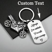 One Custom Motorcycle Slogan Keychain, Personalized Name Text Stainless Steel Motorcycle Keychain, Motorcycle Design, Birthday/Anniversary Gift For Boyfriend, Family Gift, Motorcycle Enthusiast Accessory. - Multicolor - View 1