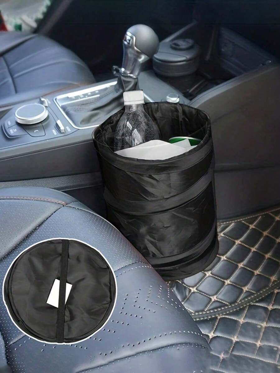 1pc Car Trash Bin, Car Seat Back Hanging Garbage Bag, 5.91*7.87inch, Car Waste Basket, Liriestter Container, Car Auto Garbage Bin Storage Bag, Car Interior Accesso
