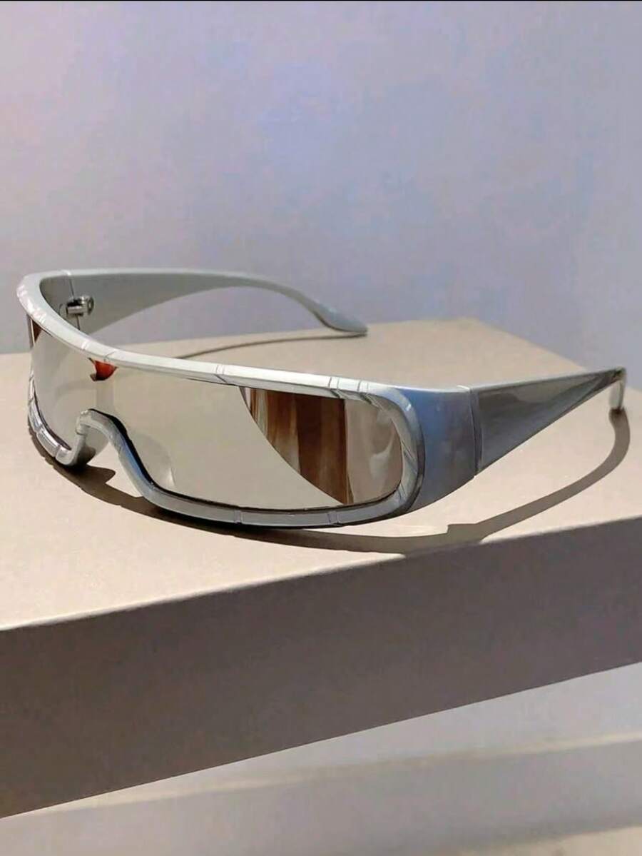 1 Pair Unisex Y2K Futuristic Cyberpunk Style Fashion Rimless Eyeglasses - Silver - View 1