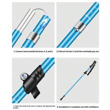 1 件超轻铝合金登山杖，可折叠登山杖，5 节短/长防滑攀岩必备 - 彩色 - 查看 11