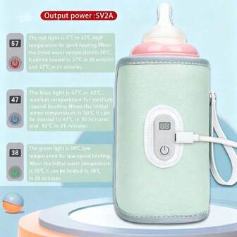 1pc PU Baby Bottle Warmer, 5-Speed Adjustable, Portable Outdoor Bottle/Cup Warmer Suitable For Most Bottle Sizes