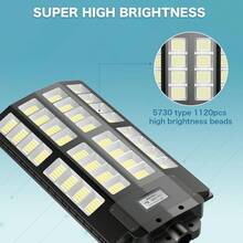 Adewalk Solar Street Lights Outdoor, Commercial Solar Parking Lot Lights With Motion Sensor And Remote Control, IP67 Waterproof, Wide Angle Dusk To Dawn Outdoor Lighting, Large Dimension - 黑色 - 查看 2