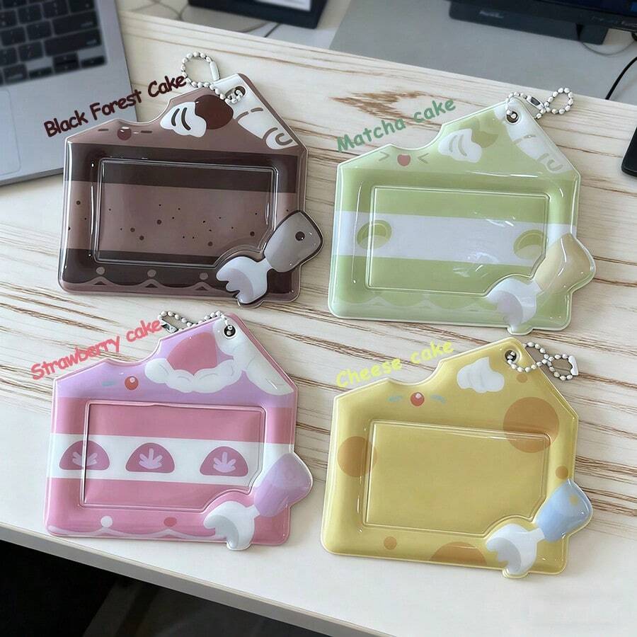 Soporte horizontal para tarjetas de PVC con forma de postre y pastel de dibujos animados, portador de tarjeta de ídolo, tarjeta de comida, tarjeta de identificación estudiantil, colgante de almacenamiento para cámara instantánea
