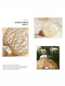 1 set/6 buc. Set ornamente de Crăciun bej cu globuri, set de globuri de Crăciun cu sfoară transparentă PET, decorațiuni rustice pentru bradul de Crăciun, potrivite pentru decorul camerei, decorul casei, decorul dormitorului, decorațiuni de Crăciun, decorul de perete, decorul de Crăciun pentru casă, decorațiuni de ziua de naștere