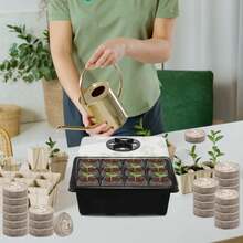 4/8 Pack Seed Starter Tray With 50/100 PCS Peat Pellets, 48/96 Cells Black Plant Germination Trays For Organic Seed Starter Soil Pods For Planting Vegetables Plants Flowers Herbs - Starting Seeds Kit - 黑色育苗盒子4個裝 - 查看 5
