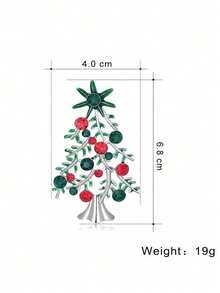 1pc Christmas Brooch, Full Crystal Inlaid Rhinestone Christmas Tree Brooch, Alloy Christmas Jewelry Accessory Costume Accessories Bag Charms Office Accessories