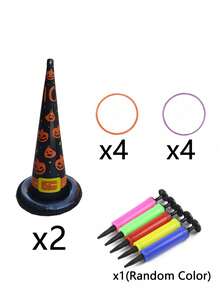 11 Stück/6 Stück/4 Stück Halloween Ring Wurfspiel Set, Halloween aufblasbarer Hexenhut Ring Wurfspiel Set, aufblasbarer Reifen Spielzeuge, für Horror Party, Innen-/Außenbereich Spiele, Hexen-Themen Feiertagsdekoration, Innen- und Außenparty Grundausstattung, Familien Versammlungs-Spielzeuge, Halloween Party Spielzeuge