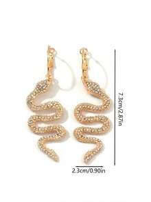 1 Pair Retro Snake Shaped Earrings, Exaggerated Personalized S-Shaped Snake Earrings With Full Rhinestones, Fashionable Niche Earrings Suitable For Daily Wear, Parties, And Gift Giving
