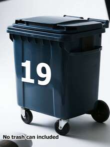 1Pvc Self-Adhesive White Number Stickers - Large 5.7" (14.5cm) Commercial Grade High Visibility Reflective Trash Bin Labels With Durable And Residue-Free Edges For Wheelie Bins, Bulk Trash Bins, Car Trash Bins, Garage Organization - Perfect For Nighttime Use And Strong Marking