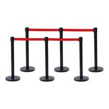 XIANXUS 6Pcs Stanchions, Crowd Control Barriers With 6.5' Retractable Belt, Stainless Steel Stanchion Posts Queue Line Pole - Black - View 10