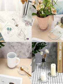 1/5/10 Pcs Round Candle Holders Set, Includes Transparent Candle Holders, Tea Light Trays, Glass Coasters, Candle Stands, Suitable For Tabletop, Windowsill, Floor, Bedside, Room Decor, Party, Wedding, Graduation, Birthday,Perfect For Wedding Table Centerpiece And Halloween Christmas Holiday Party Home Decoration.