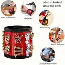 Magnetic Wrist Tool Holder - Strong Nickel-Iron Magnet System, Universal Adsorption Of Screws/Nails/Drill Bits | DIY Engineering Artifact | Wear-Resistant Fabric And Scratch-Resistant Design, Perfect For DIY Craftsmen, Parents And Children