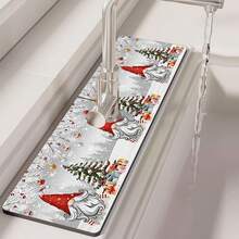 1 buc Crăciun Fericit, Un Brad de Crăciun în Zăpadă, Model Tematic Moș Crăciun, Pad de Scurgere a Chiuvetei, Pad de Robinet de Baie cu Uscare Rapidă din Diatomit, Poate Tăia Decorațiuni de Sărbători, Pad de Scurgere a Bucătăriei de Uz Casnic, Protector pentru Lavoar, Potrivit pentru toate tipurile de robinete din baie și bucătărie. - Multicolor - Vizualizare 5