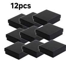 18pcs Kraft Paper Square Jewelry Boxes, Cardboard Jewelry Gift Boxes With Foam Lining, Black Necklace Ring Earring Kraft Paper Boxes, Valentine's Day Birthday Gift, Boxed Packaging, Ring Box, Jewelry Packaging, Packaging Box, Packaging Boxes, Jewelry Box, Ring Holder, Earring Holder, Minimalist Packaging, Vintage Jewelry Box, Foam Lining, Necklace Holder, Gift Giver - Black - View 13