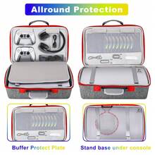 Hard Shell Carrying Case For Playstation5, Playstation 5 Pro, Playstation 5 Slim, Travel Case Compatible With Playstation 5 Console, Shockproof Protective Storage Bag For Playstation 5 Disk Digital Edition, Headset, Games, Accessorie - Gray-red - View 5
