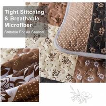 Khaki King Size Quilt Bedding Set, Brown Plaid 3 Pieces Patchwork Floral Reversible Bedspread Coverlet Set All Season, Soft Microfiber, 90X104, All - Season Bedding - Khaki - View 4