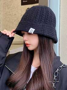 1件装新款针织毛线帽男士冬季渔夫帽大头帽男秋冬帽子男士保暖防寒帽防风盆帽