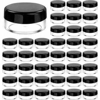 25个装空盒钻石粉首饰收纳盒眼影口红瓶灌装小圆化妆品容器旅行便携盒配件罐迷你小圆罐带盖圆形化妆品盒配件瓶防漏瓶美甲首饰盒亮片配件空瓶小圆瓶眼影金粉瓶眼影口红容器，旅行必备化妆品罐感恩节、万圣节和圣诞节