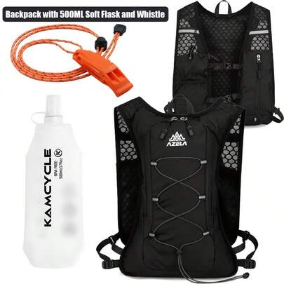 Running Vest Backpack Phone Holder , Running Vest With 500ML Soft Flask And Emergency Whistle With Lanyard, Camel Hydration Backpack, Reflective Vest For Men And Women,Lightweight Running Hydration Vest Phone Pouch, Durable Running Cycling Camel Hydration Backpack(With 500ml Bottle And Emergency Whistle) Sport Bag For Sports For Fitness For Exercise Large Capacity Travel Bag For Vacation For Women Travel Essential Bike Bag Bicycle Accessories Bike Frame Riding Bag For Cycling