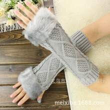 Korean Version Of Autumn And Winter Medium And Long Imitation Rabbit Fur, Wool Gloves, Driving And Riding Twist Knitted Arm Cover Wholesale - Rỉ Nâu - Xem 6