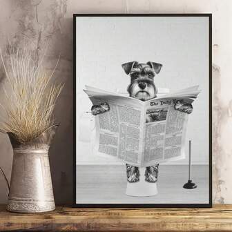 1pc Canvas Poster, Miniature Schnauzer Wall Art, Funny Bathroom Print, Toilet Poster, Ideal Gift For Living Room, Kitchen, Decor Wall Art Wall Decor, Home Decor, Wall Art, Room Decor, Room Decoration, No Frame