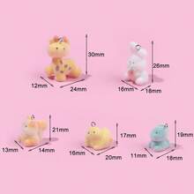 2 件装树脂植绒可爱熊企鹅兔子猫吊坠 DIY 珠宝配饰 - 彩色 - 查看 9