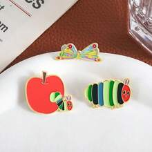 Plant Food Brooch Apple Caterpillar Cute Zinc Alloy Badge Clothing Accessories Collar Pin - QHXZ4655 - Xem 3